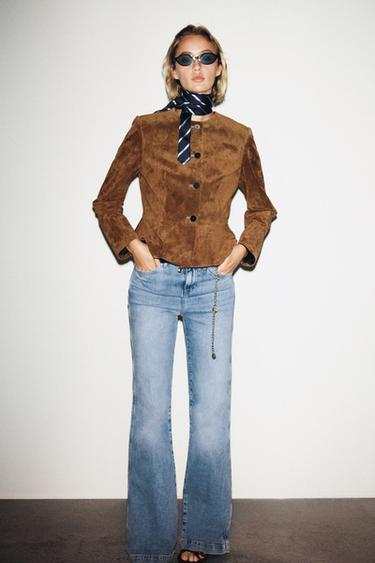 100% LEATHER JACKET - whisky by Zara - Image 0