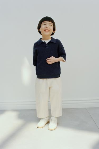 WAFFLE-KNIT POLO SHIRT - Navy blue by Zara