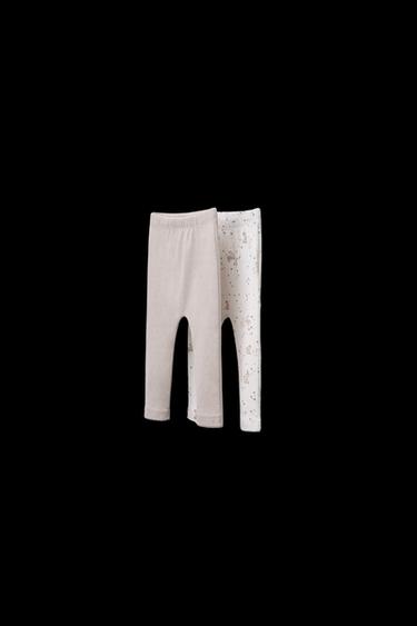 2ER-PACK LEGGINGS MIT LOCHMUSTER UND PRINT - Cremefarben von Zara - Bild 0