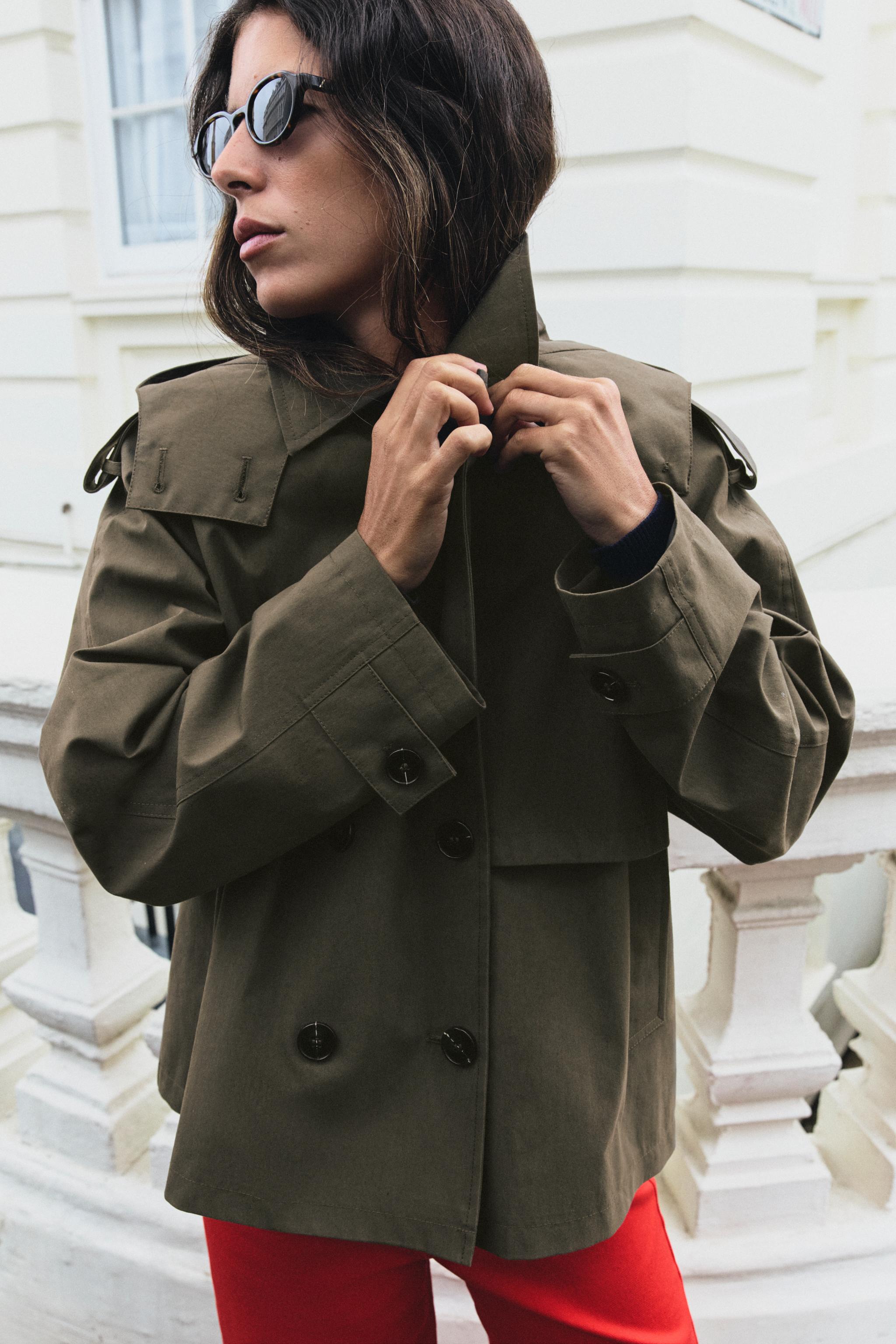 BLOUSON TRENCH COURT À CAPUCHE EN DAIM