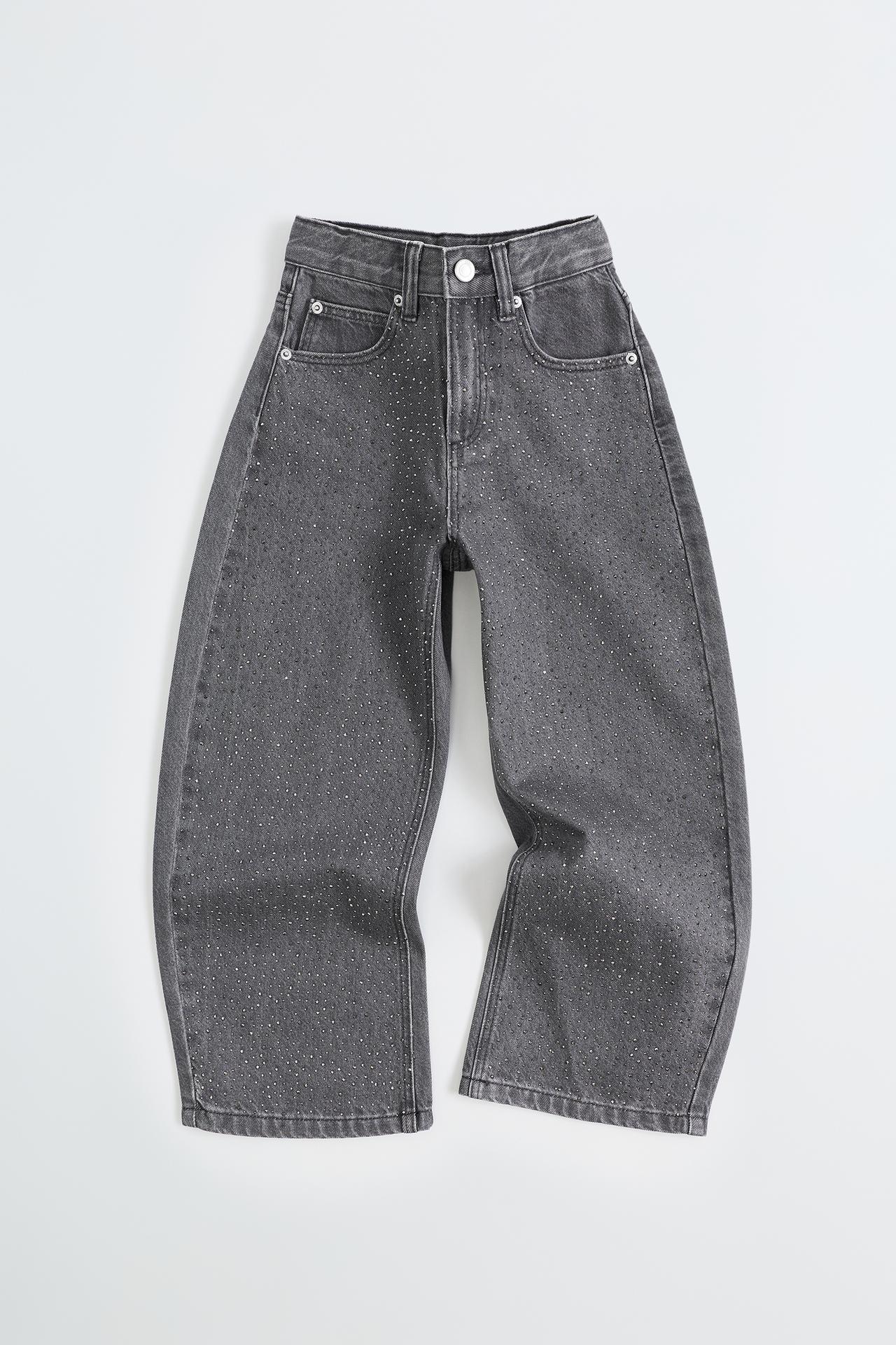 STRASS BALLOON JEANS — Dark gray
