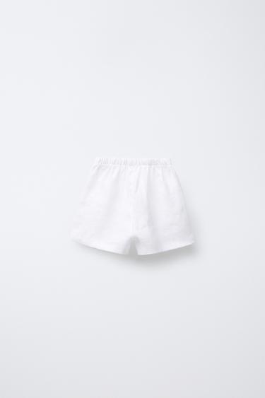 100% LINEN BERMUDA SHORTS - White by Zara - Image 1