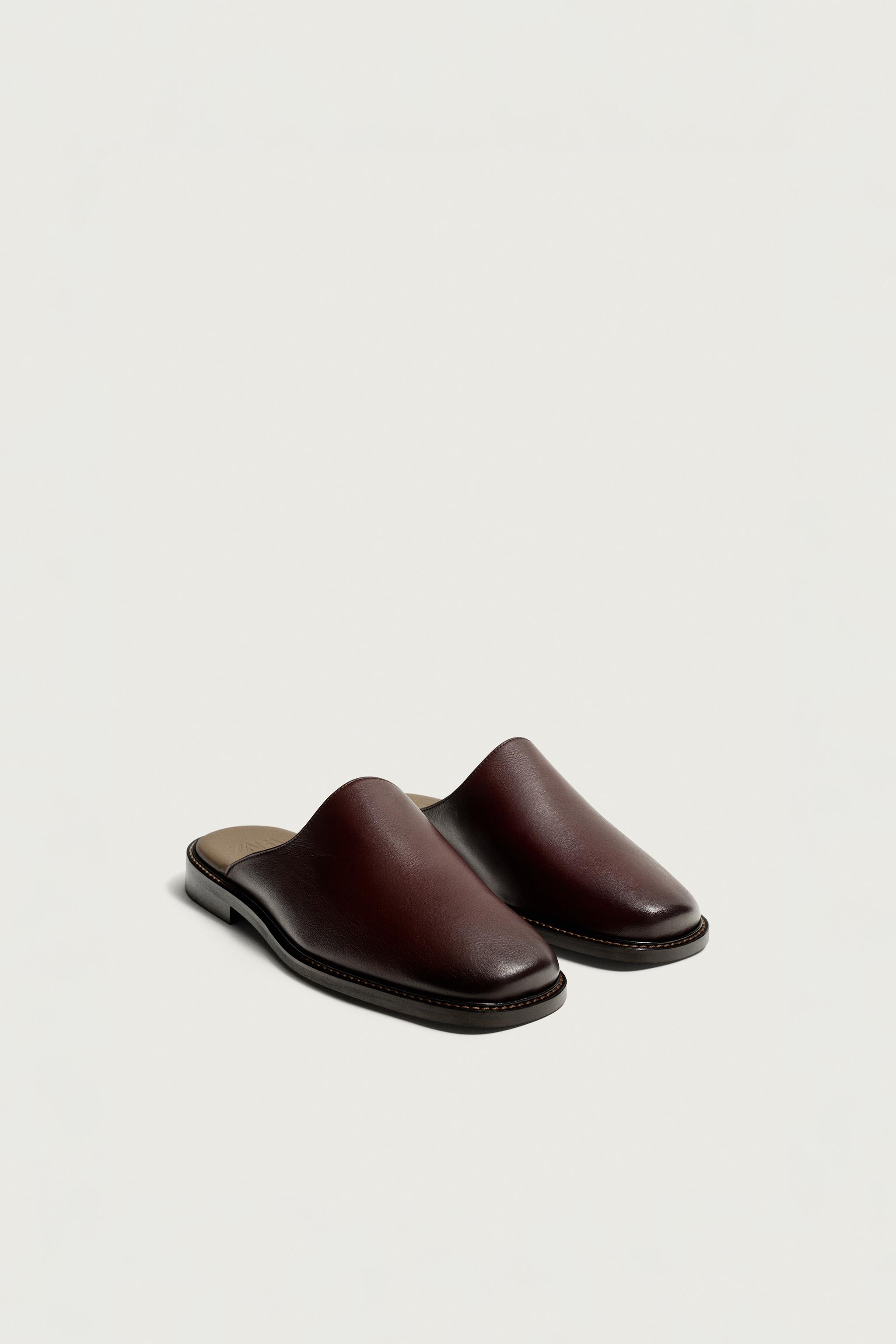 LEATHER CLOGS — Burgundy Red