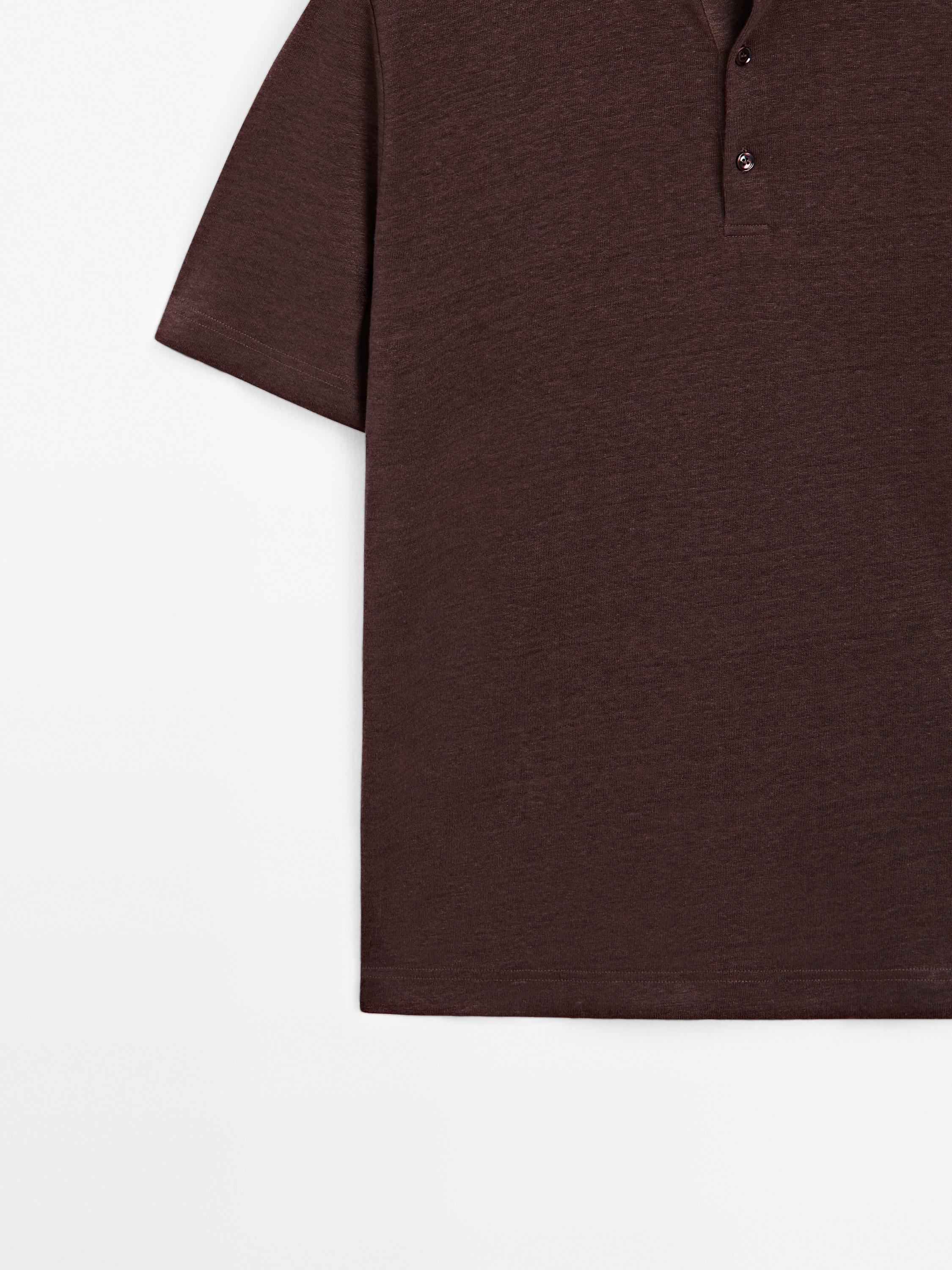 Polo 100 % lin à manches courtes