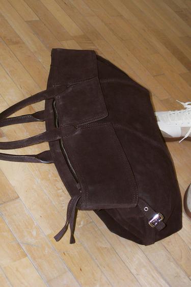 SPLIT SUEDE MAXI TOTE BAG - Brown by Zara