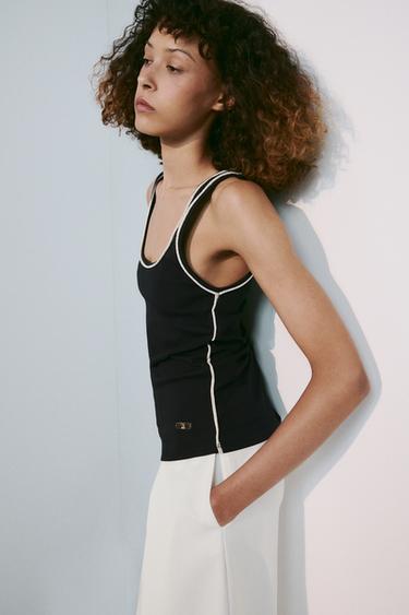 TOP VIVOS CONTRASTE - Negro de Zara
