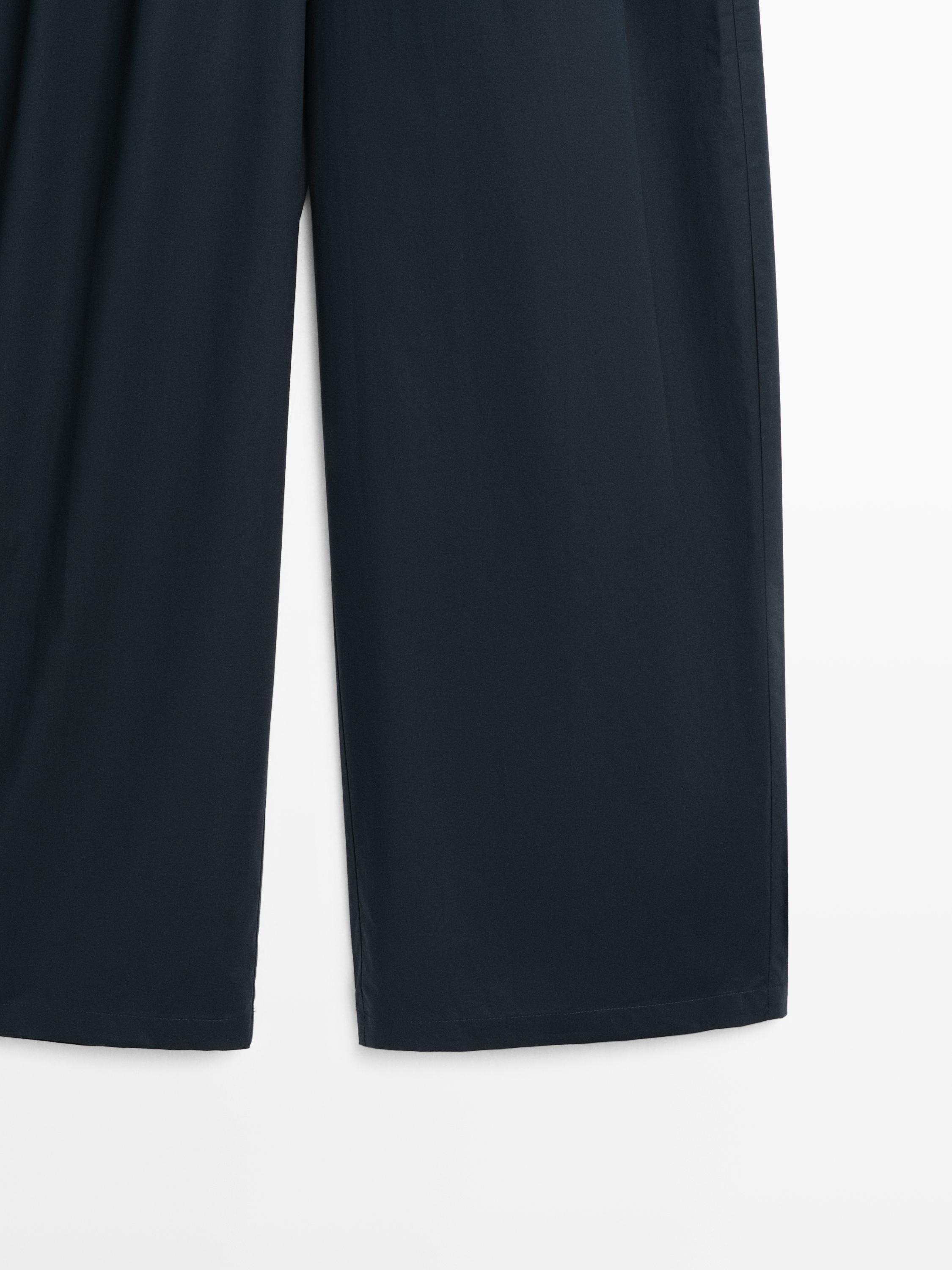 Darted cotton barrel fit trousers
