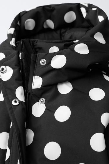 WATER AND WIND RESISTANT POLKA DOT SKI JACKET - Black by Zara