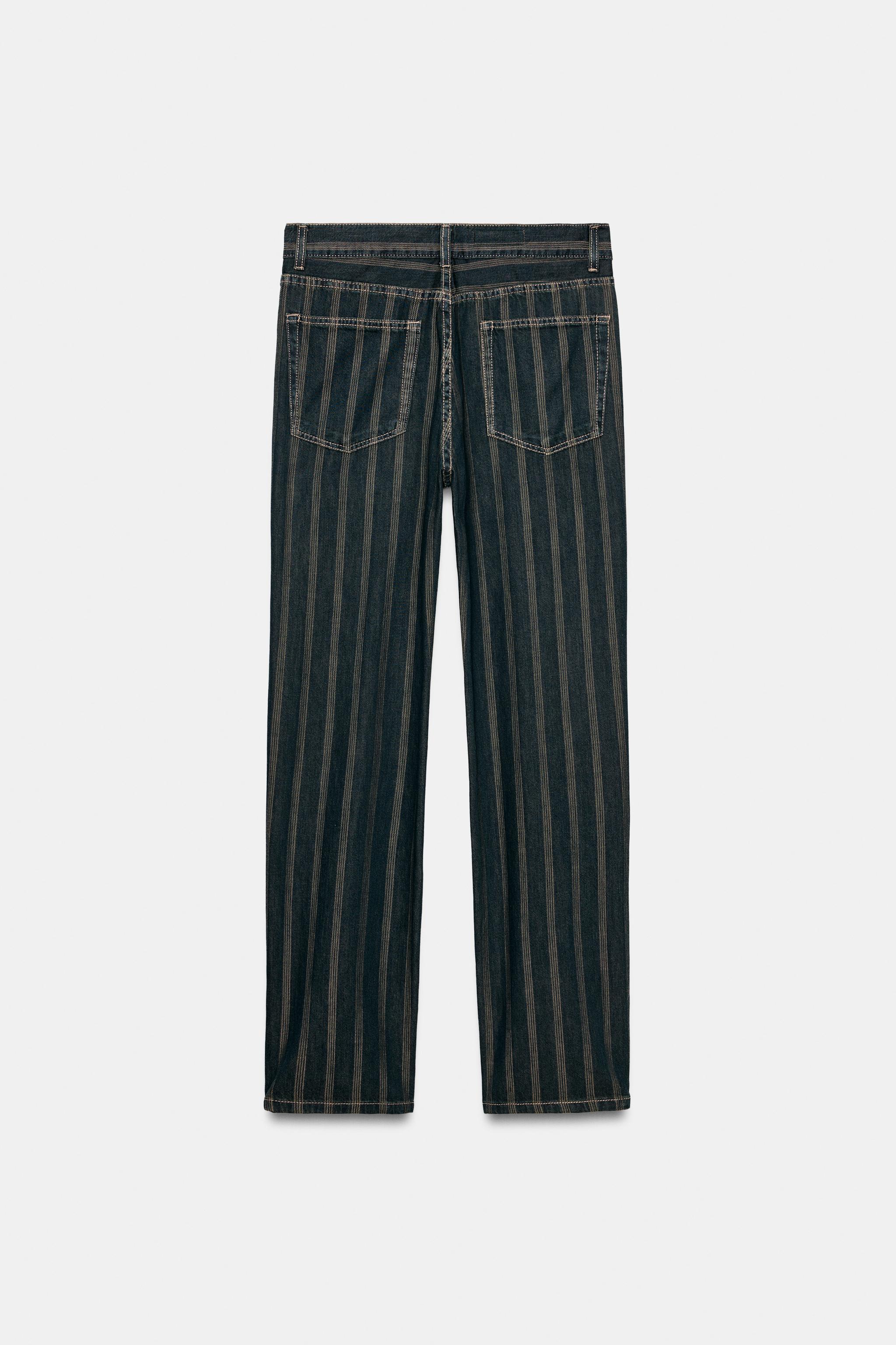 Zara Trf Çizgili Orta Bel Recto Jean görsel 6