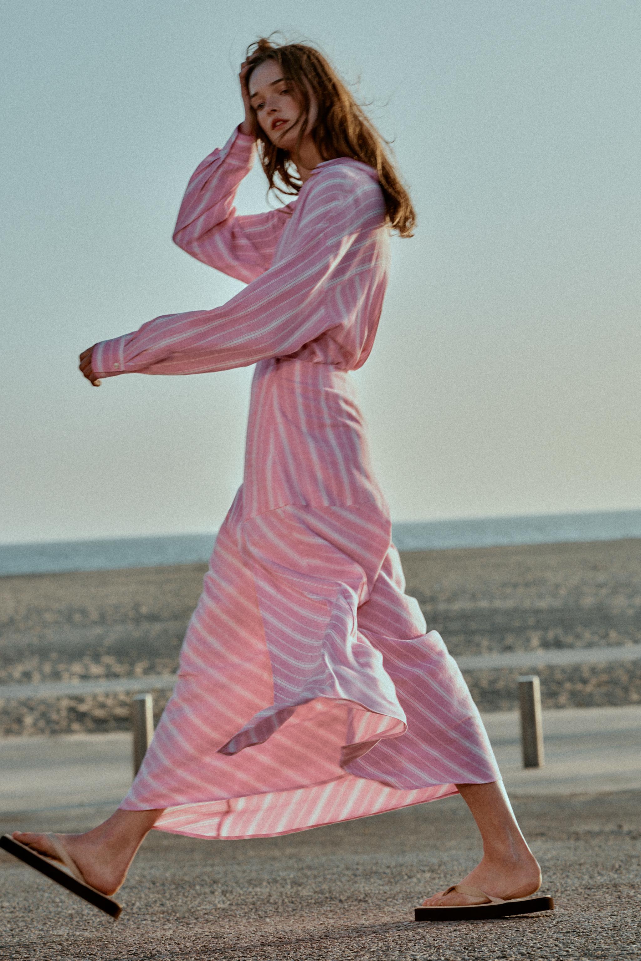 ÇİZGİLİ KETEN OVERSIZE GÖMLEK - Görsel 5