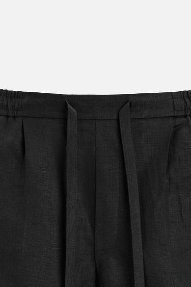 100% LINEN BERMUDA SHORTS - Black by Zara