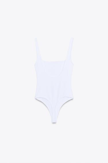 BODY EN POLYAMIDE À BRETELLES - Blanc de Zara - Image 5