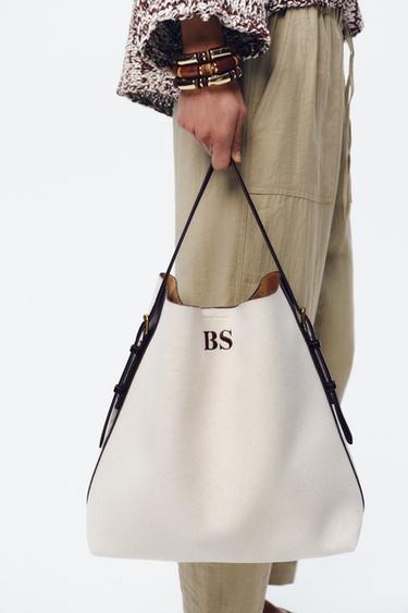 MAXI CANVAS BUCKET BAG - Ecru by Zara