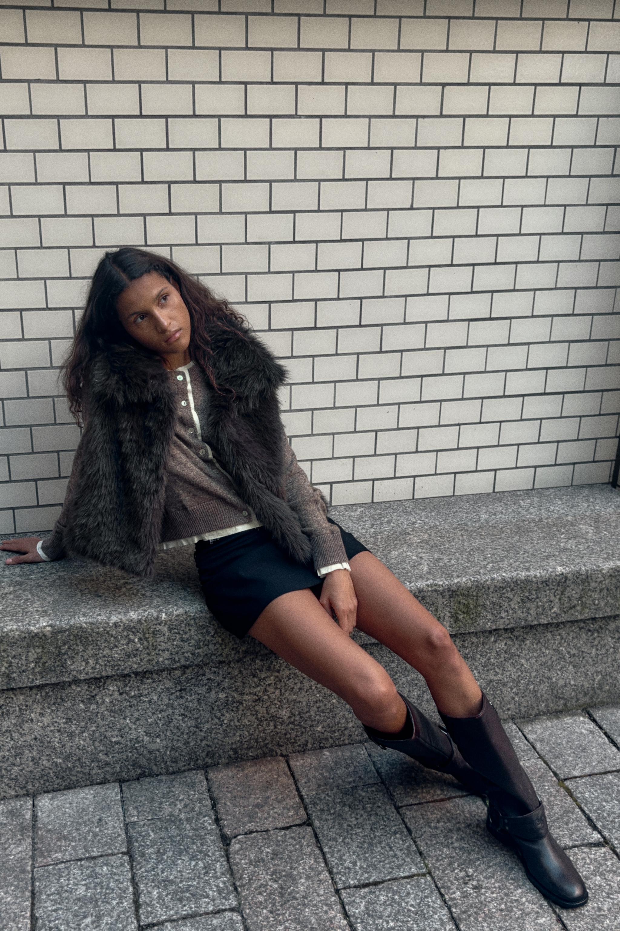 フェイクファーベスト - モールグレー | ZARA Japan / 日本