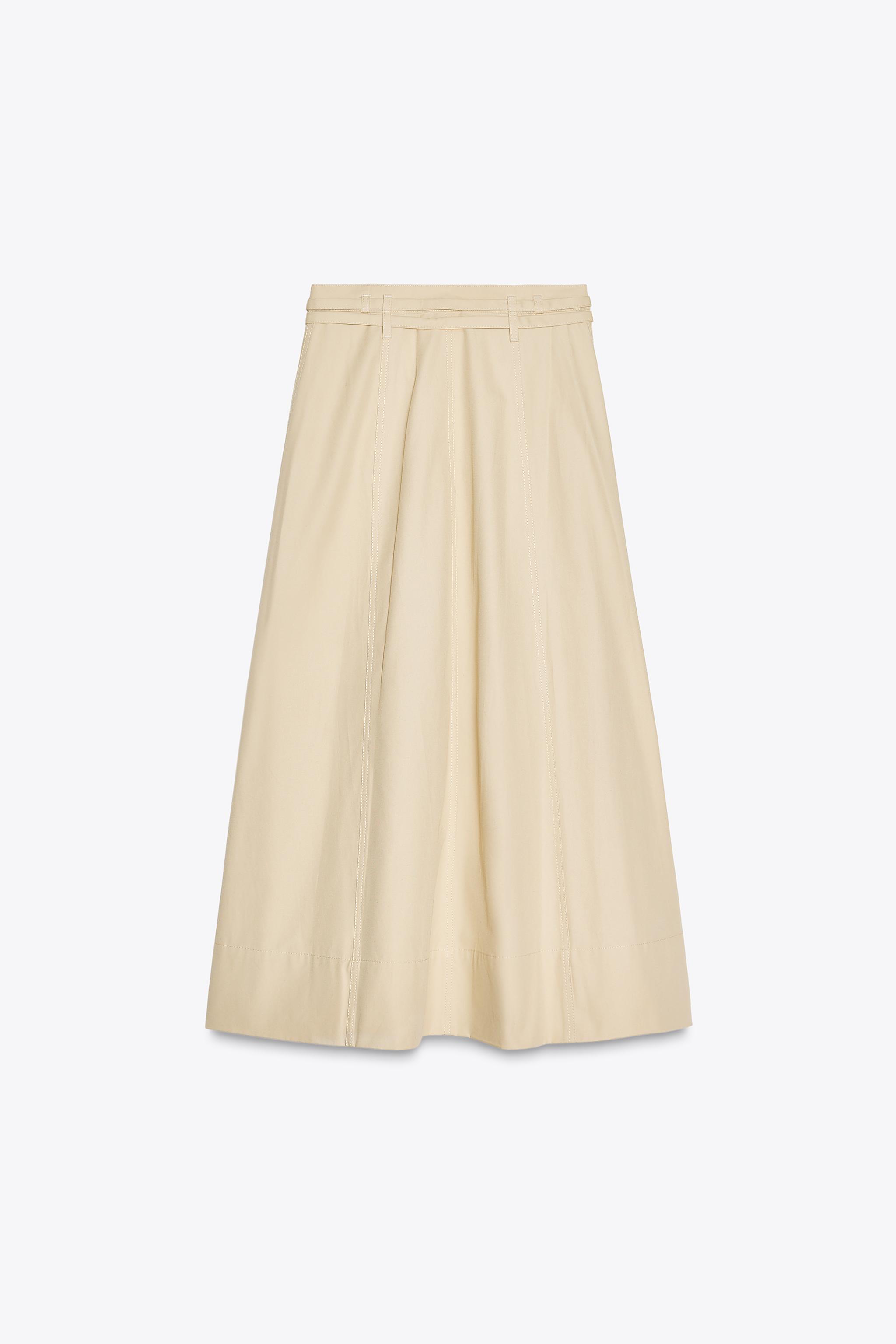 ボタン付きミディ丈サロンスカート - サンド | ZARA Japan / 日本