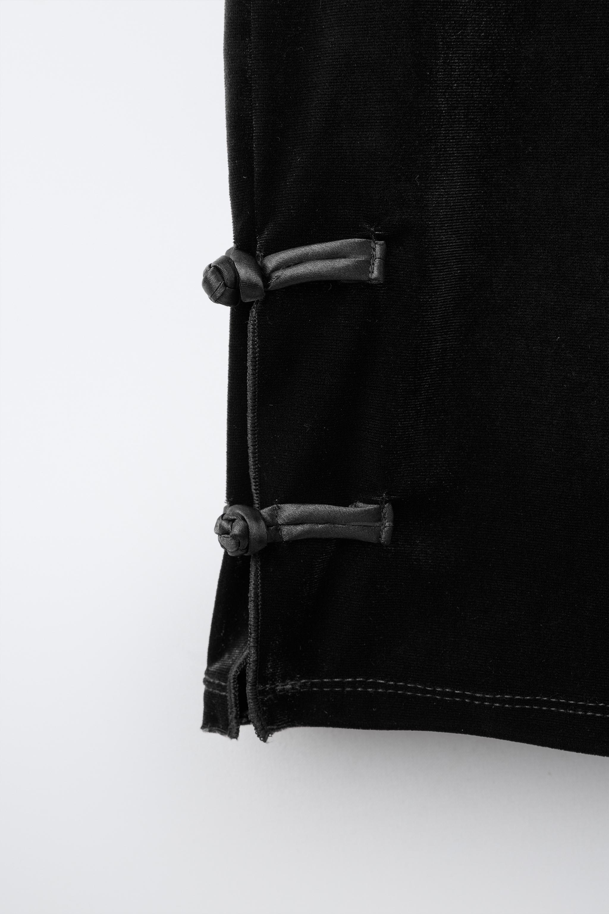 VELVET WIDE LEG PANTS WITH FROG FASTENING