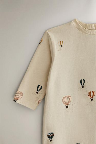 BALLOON COTTON JERSEY BABY ROMPER - Cream by Zara - Image 1