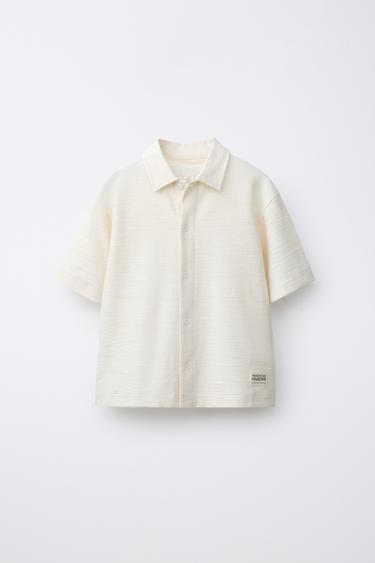 ENSEMBLE CHEMISE ET BERMUDA TEXTURÉS AVEC ÉTIQUETTE - Écru / Beige de Zara - Image 1