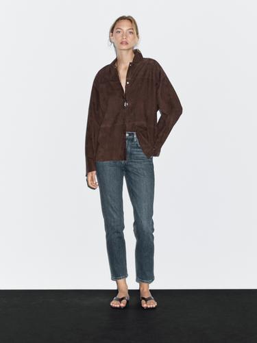 Zara Mid-rise cropped slim fit jeans - Mid-blue
