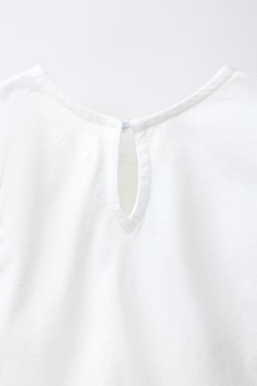 T-SHIRT EN MATIÈRES VARIÉES BRODERIE SUISSE - Blanc de Zara - Image 3