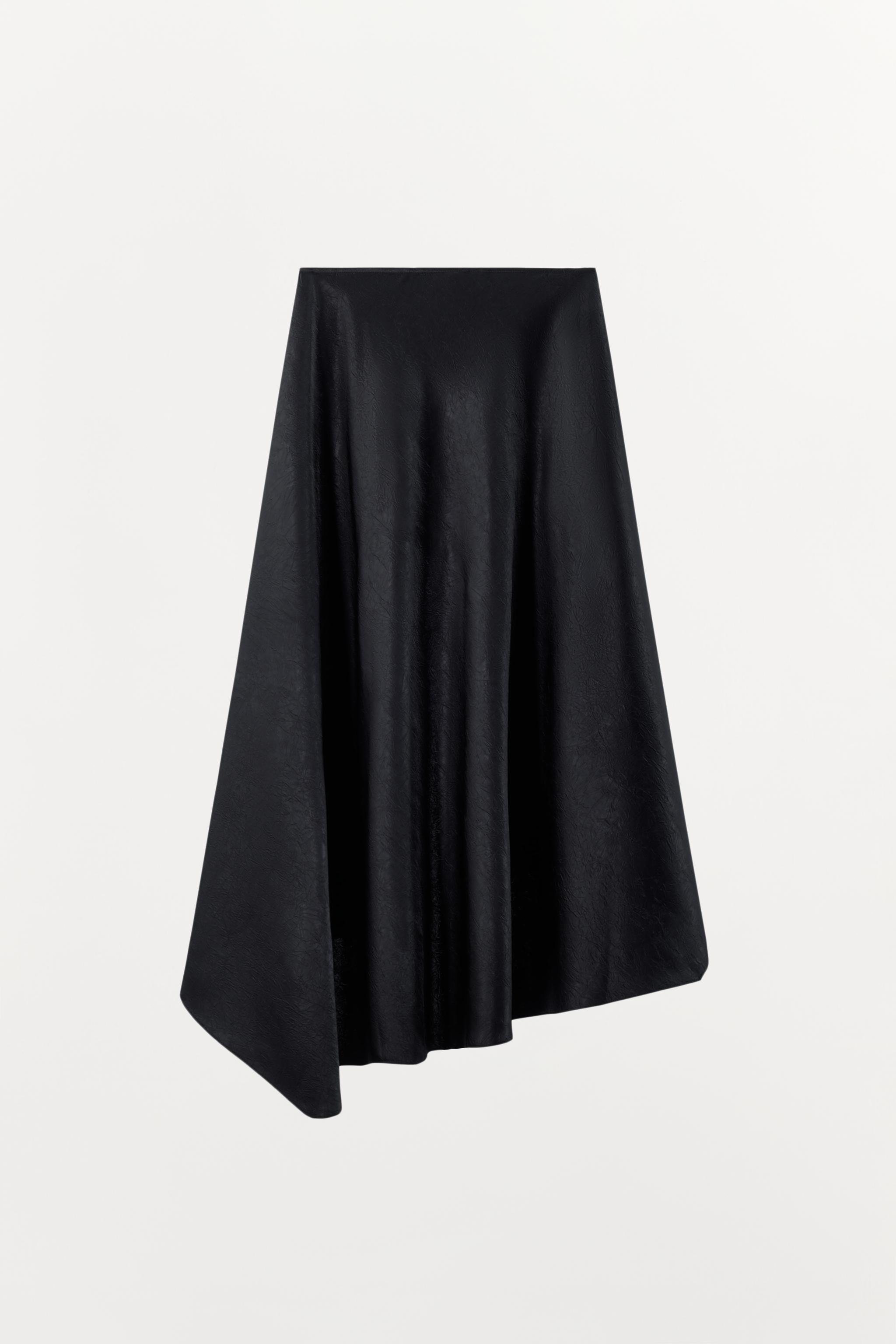 WRINKLED EFFECT LACE MIDI SKIRT