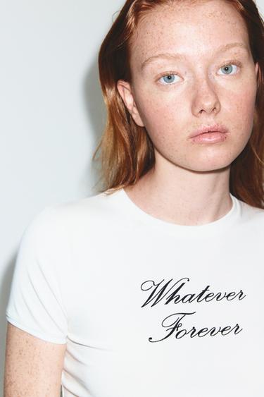 T-SHIRT À INSCRIPTION - Blanc de Zara - Image 2