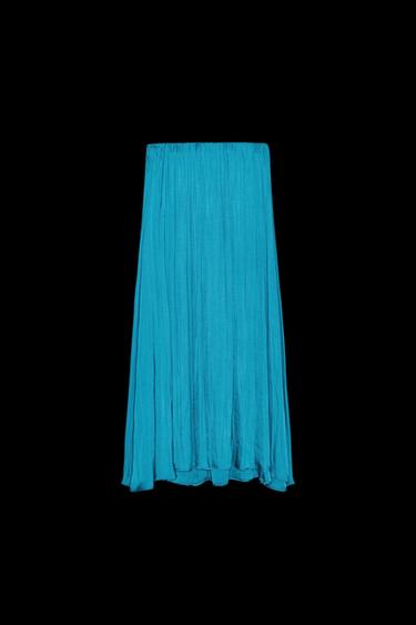 FALDA MIDI SATINADA - Azul pato de Zara - Imagen 0