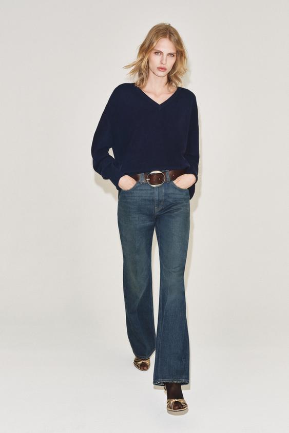 OVERSIZE 100% WOOL JUMPER - Navy blue by Zara - Image 0