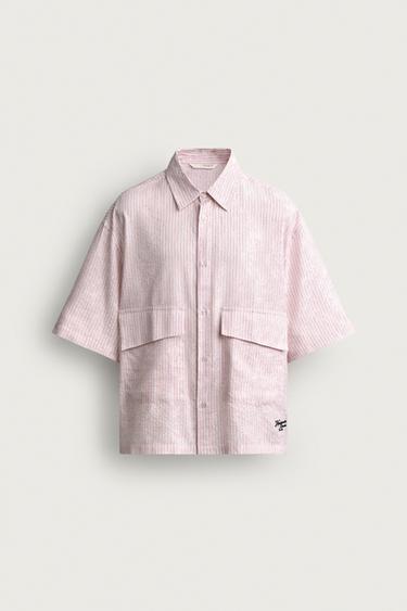 JACQUARDHEMD MIT RELIEFSTREIFEN - Altrosa von Zara