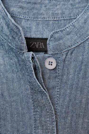 ZW COLLECTION DENIM PLEATED SHIRT - Blue by Zara - Image 6