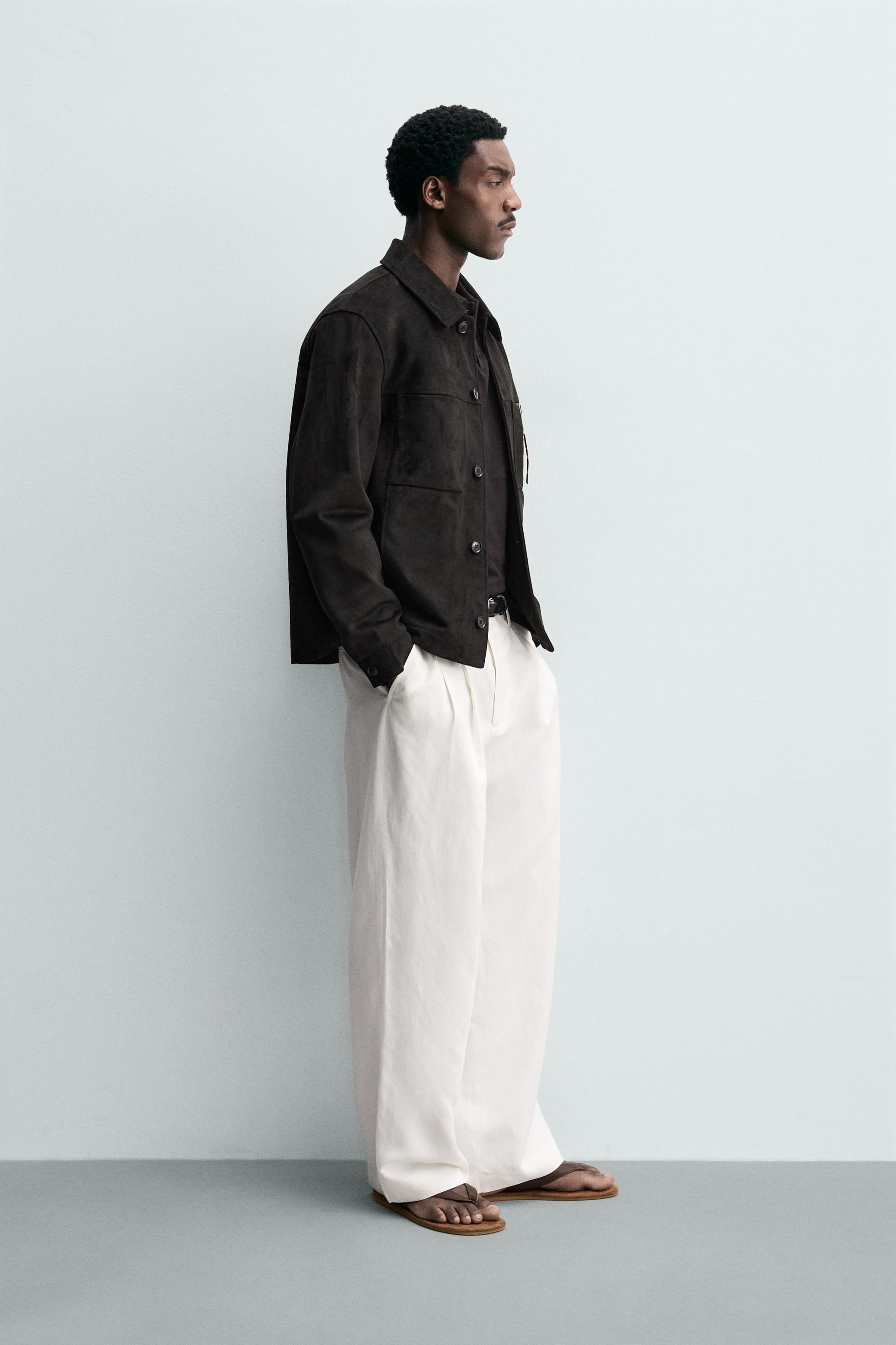 FAUX SUEDE REGULAR FIT OVERSHIRT