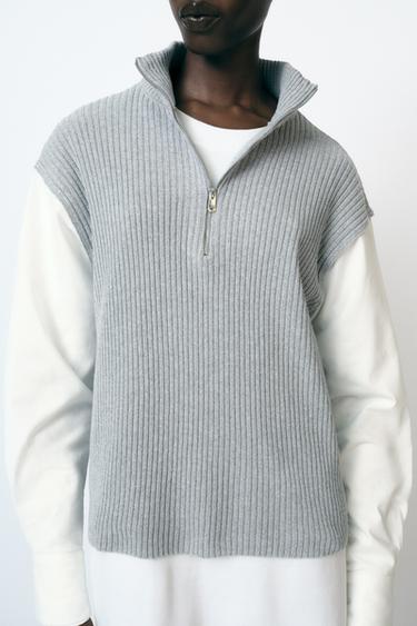 T-SHIRT AVEC GILET SANS MANCHES - Gris chiné de Zara - Image 1