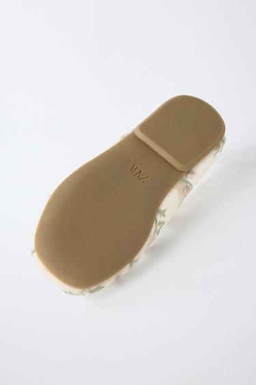 FLORAL BALLET FLATS - Ecru White by Zara - Image 6