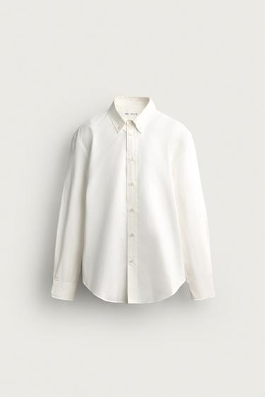 Zara COTTON-LYOCELL REGULAR FIT SHIRT - White