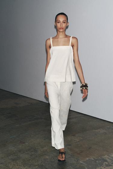 CALÇA CULOTTE BORDADA ZW COLLECTION - Cru da Zara