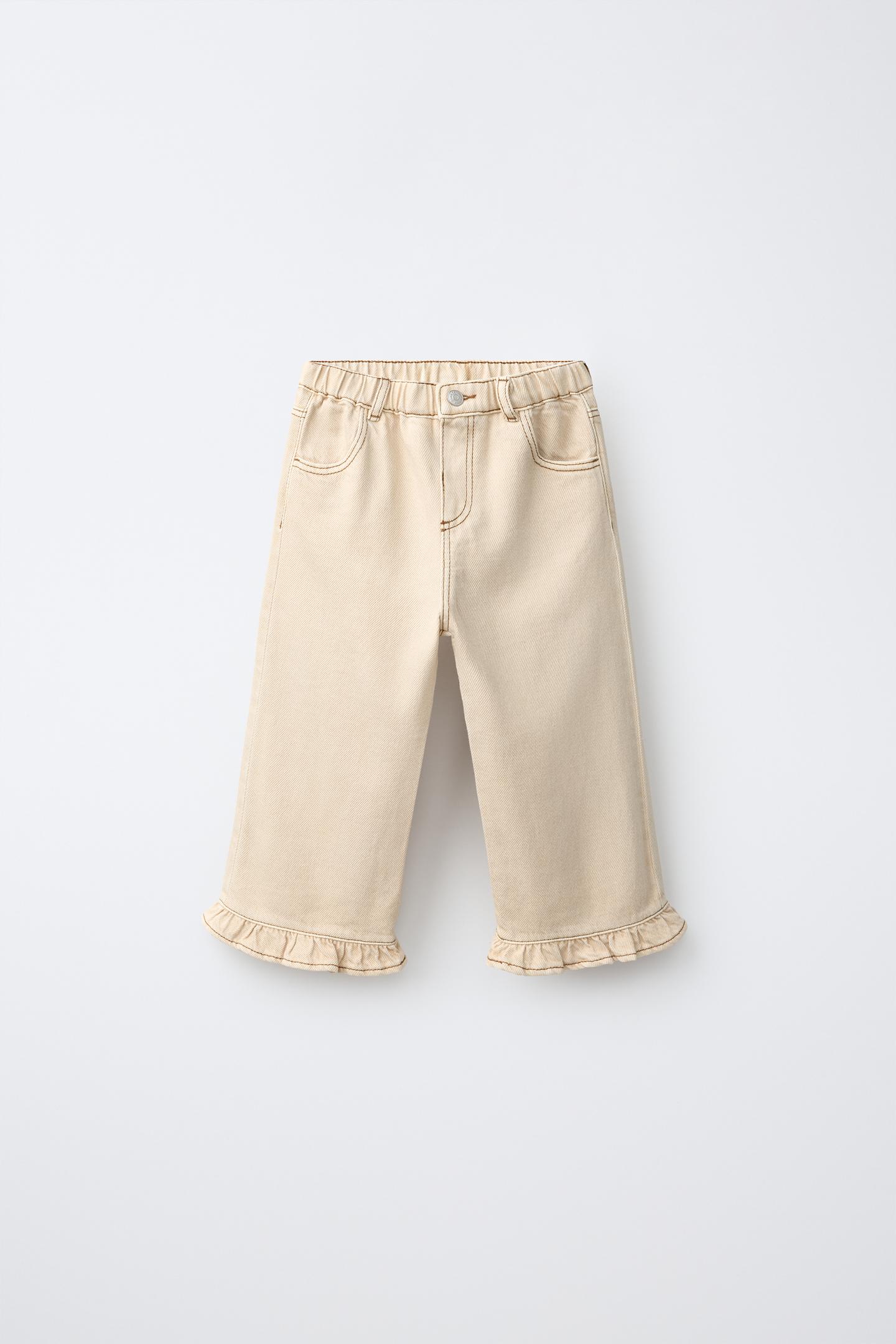 Детские брюки Zara Ruffled Twill Culottes, цвет: Экрю — фото 2