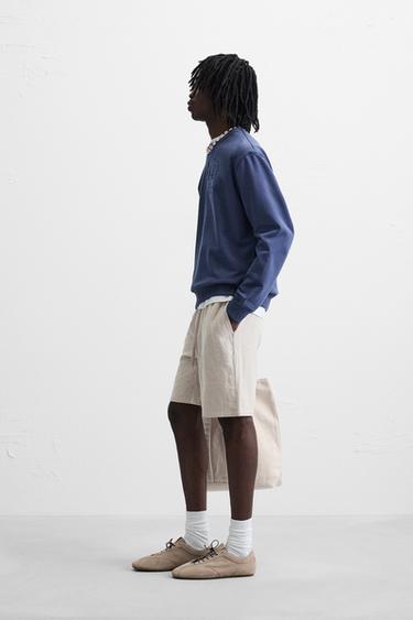 LINEN - VISCOSE BERMUDA SHORTS - Light beige by Zara - Image 3