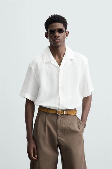 100% LINEN RELAXED FIT SHIRT - White by Zara