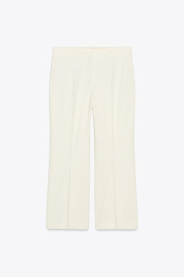 ZW COLLECTION HIGH-WAIST CROP TROUSERS - Oyster-white by Zara - Image 2