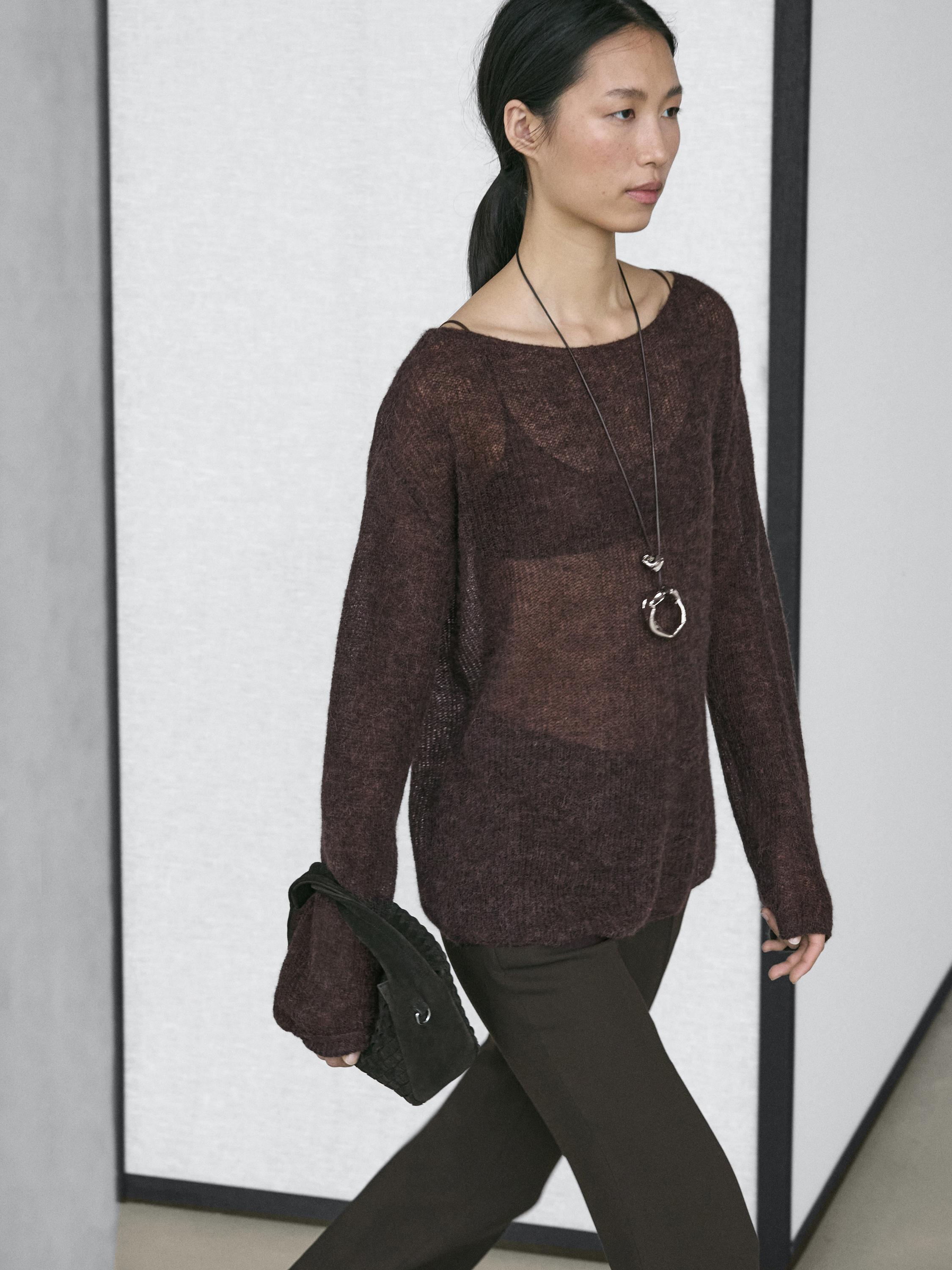 Alpaca and wool blend knit sweater