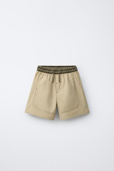 BERMUDA CANVAS - Kaki fra Zara
