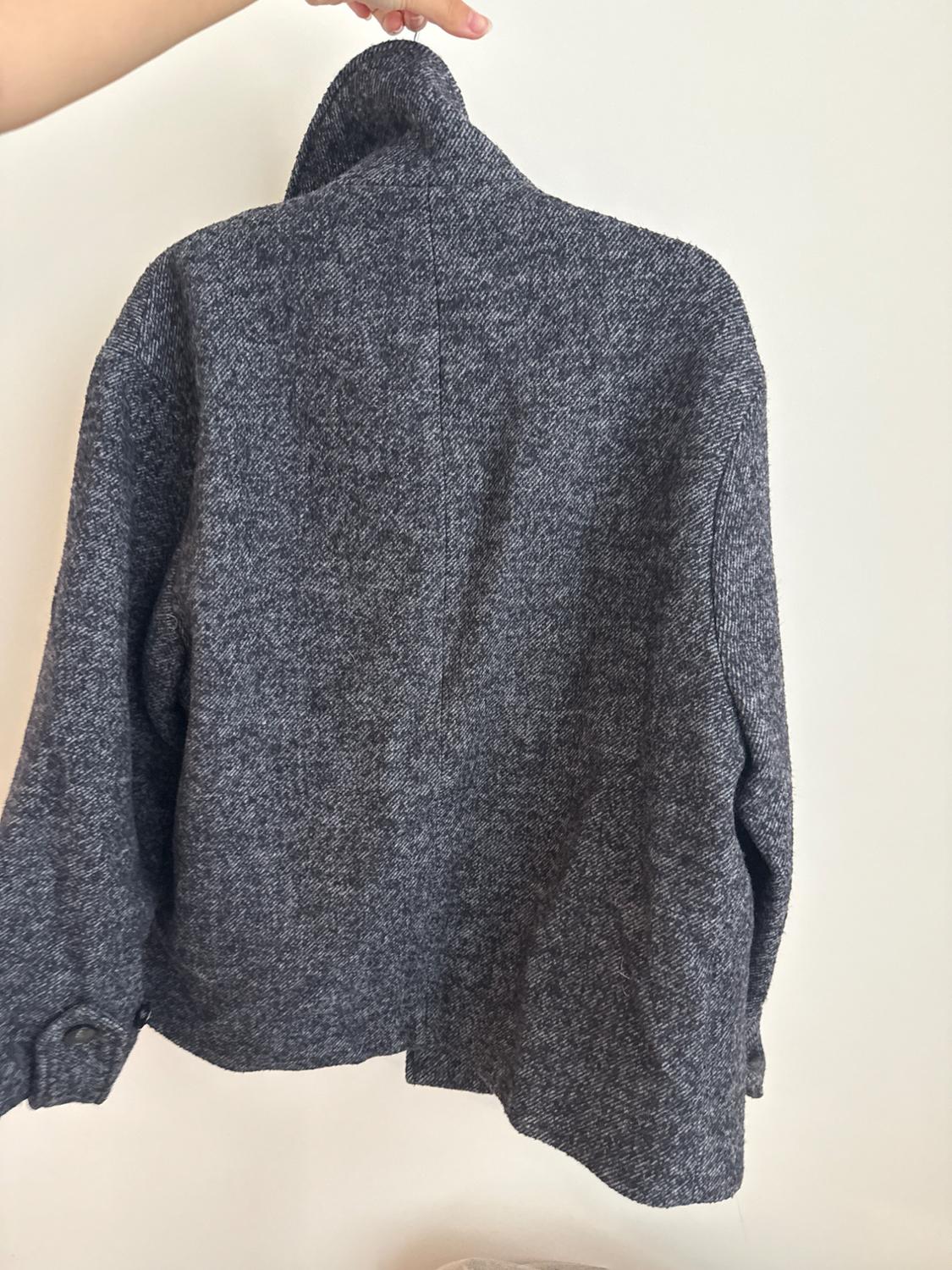 WOOL BLEND HERRINGBONE CROPPED COAT ZW COLLECTION - Image 2