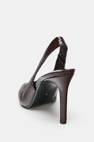 EMBOSSED ANIMAL PRINT HIGH-HEEL SHOES - Burgundy Red by Zara - Image 4