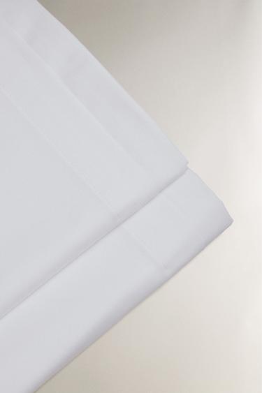 PLEATED COTTON SATEEN FLAT SHEET (1000 THREAD COUNT) - White by Zara - Image 3