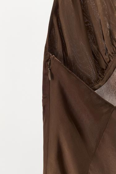 SATIN DRESS WITH LOW-CUT BACK - Dark brown by Zara - Image 6