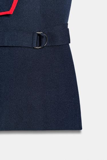 GILET CROISÉ À BOUCLES - Bleu marine de Zara - Image 7