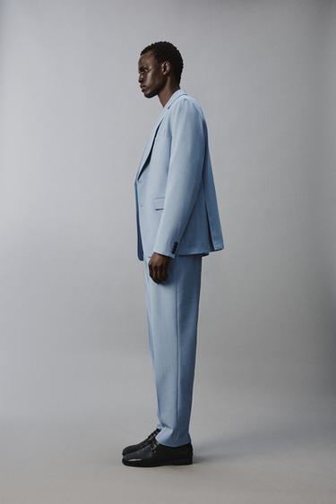 PANTALON DE COSTUME STRUCTURÉ CONFORT - Bleu ciel de Zara - Image 3