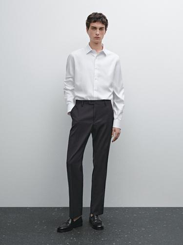Zara Slim fit 100% cotton Oxford shirt - White - Image 0
