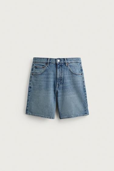 REGULAR FIT DENIM BERMUDA SHORTS - Mid-blue by Zara