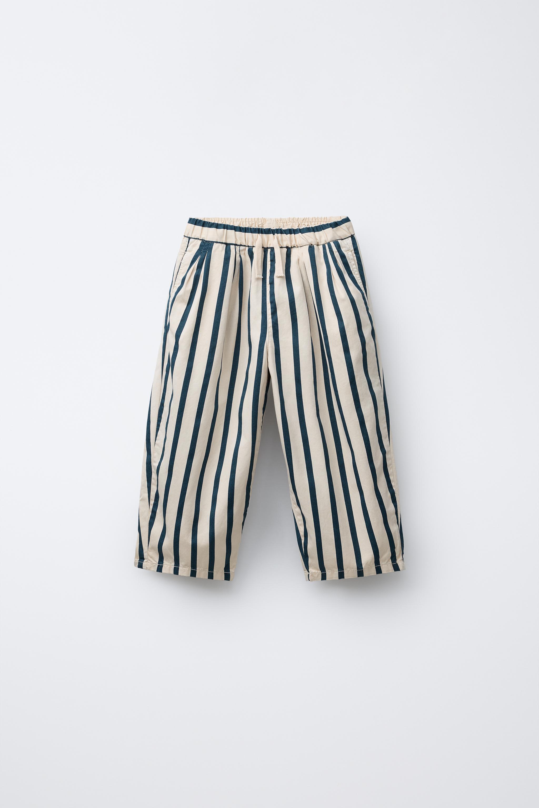 人気メーカー・ブランド ストライプ柄バルーンパンツ - ネイビーブルー/ホワイト | ZARA パンツ